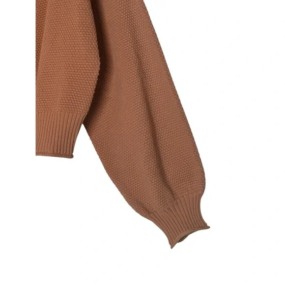 Anthropologie Flat White Crop Cardigan Women's Sweater Waffle One Size - Picture 6 of 9